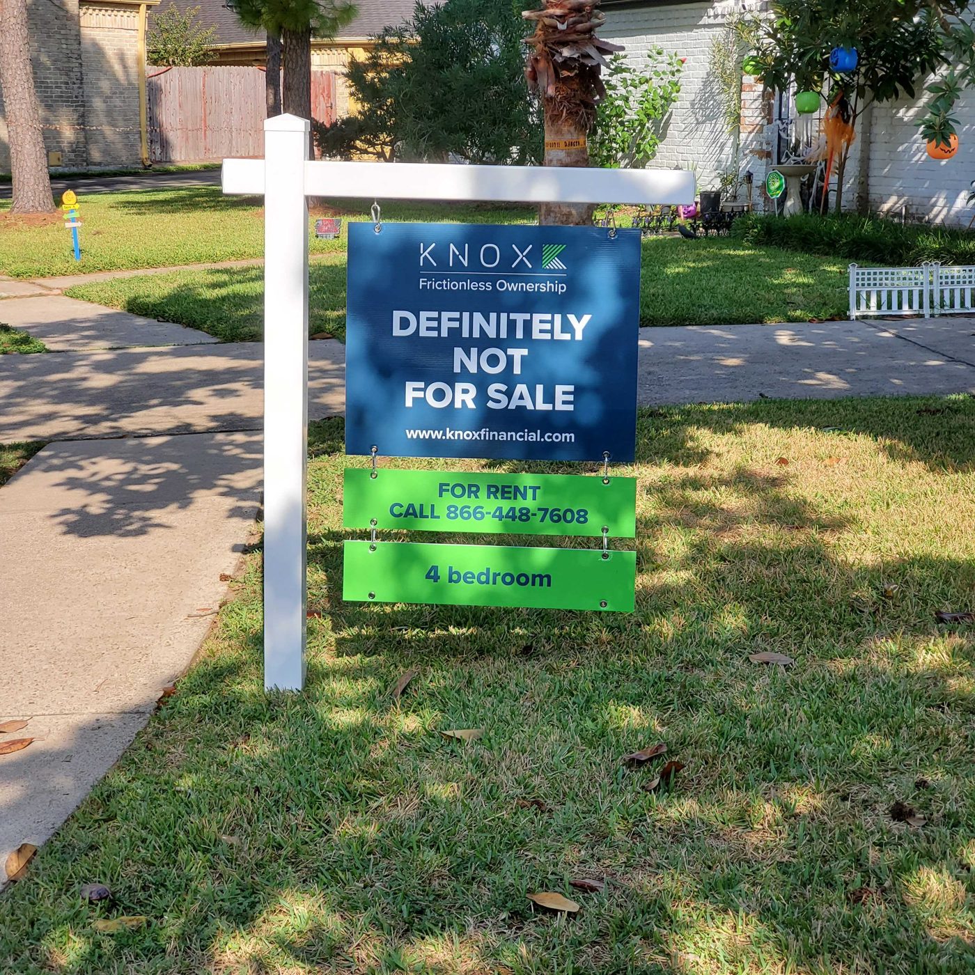 Knox Financial yard sign: Definitely not for sale, Frictionless Ownership