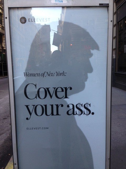 Ellevest street kiosk: Women of New York: Cover your ass, with dollar signs