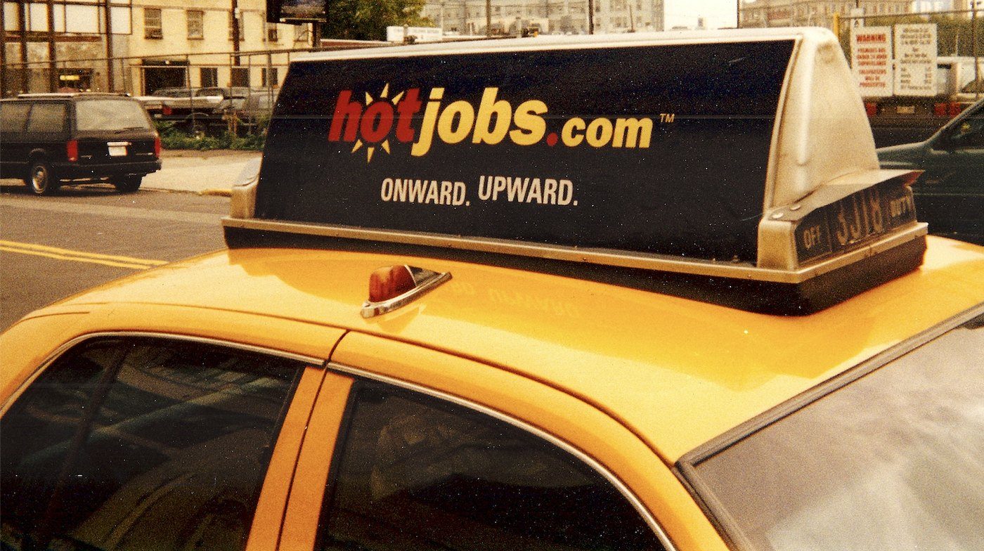 Hotjobs.com taxi top in New York: Onward. Upward.