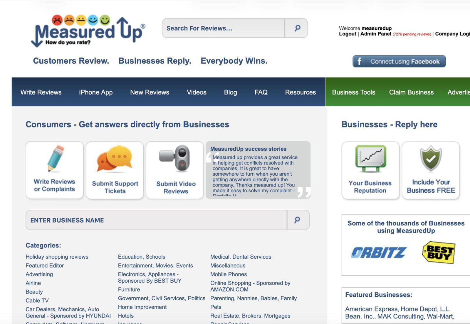 The MeasuredUp home page